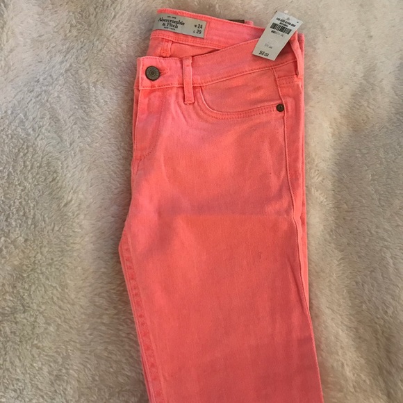 Coral Abercrombie Skinny Jeans - Picture 2 of 5